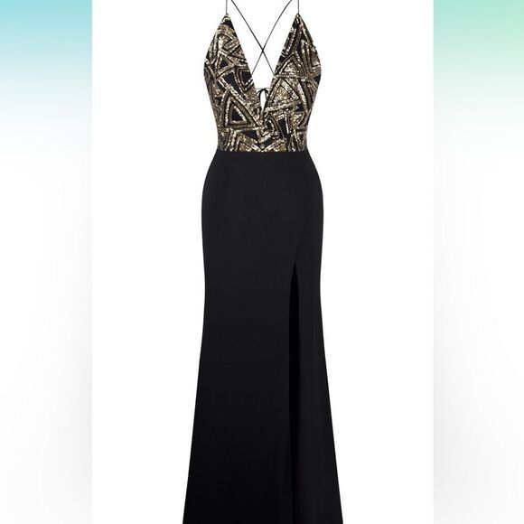 Dresses & Skirts - Spaghetti Deep V Neck Cross Back Split Evening Dress - XXL